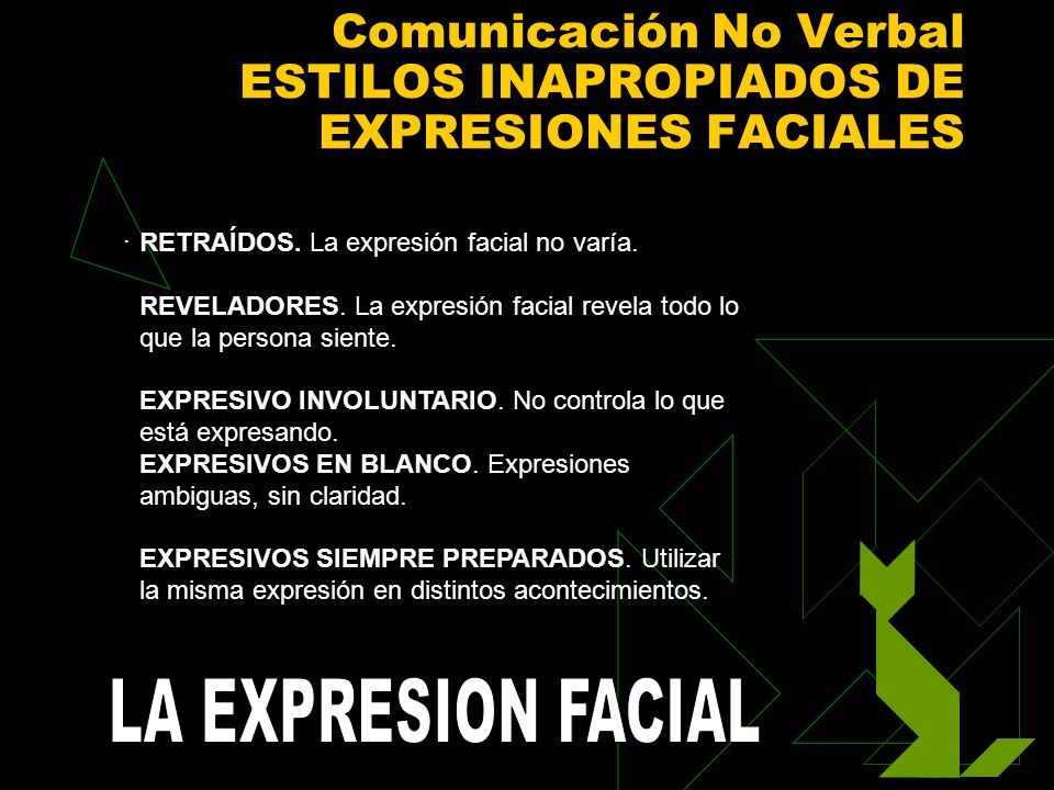 Comunicación No Verbal ESTILOS INAPROPIADOS DE EXPRESIONES FACIALES
