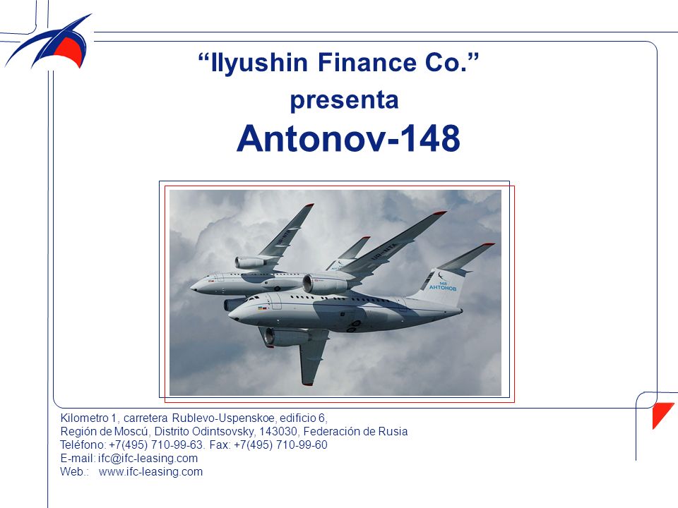 Antonov-148 Ilyushin Finance Co. presenta