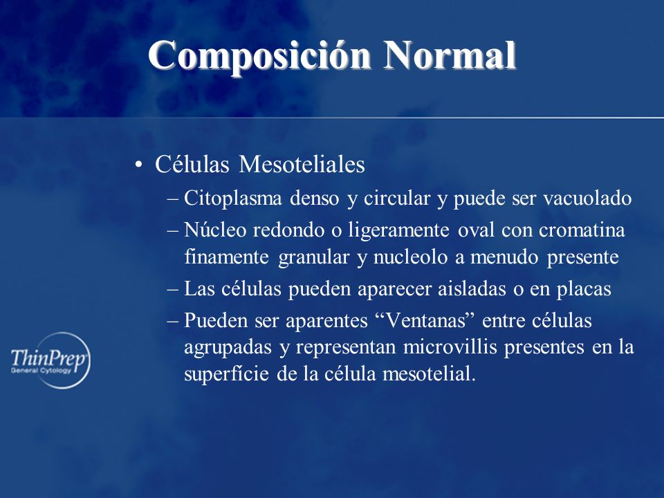 Composición Normal Células Mesoteliales