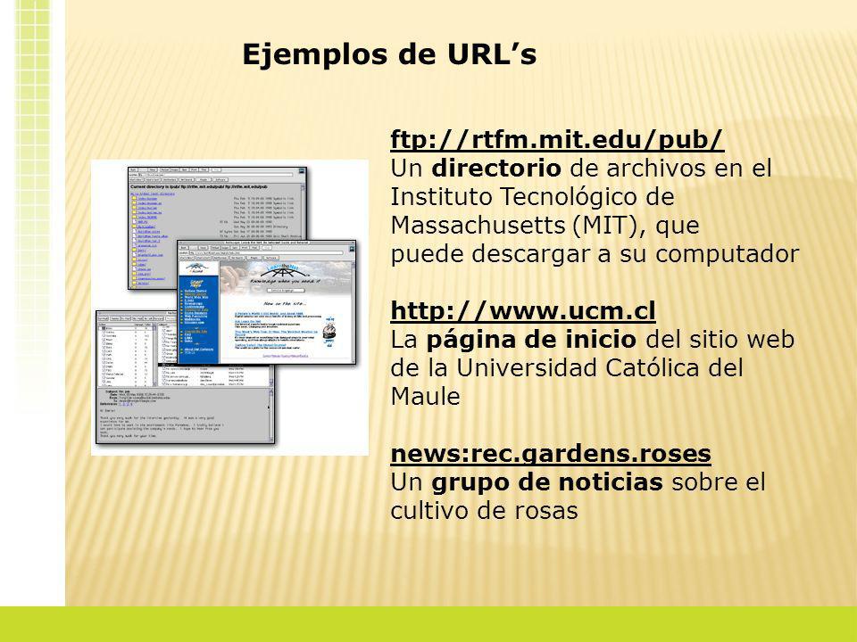 Ejemplos de URL’s ftp://rtfm.mit.edu/pub/