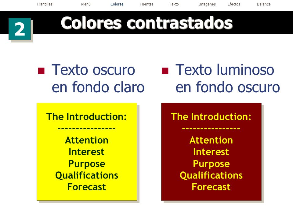Plantillas Menú Colores Fuentes Texto Imagenes Efectos Balance