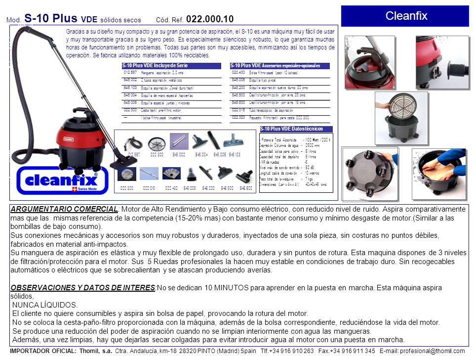 Cleanfix Mod. S-10 Plus VDE sólidos secos. Cód. Ref