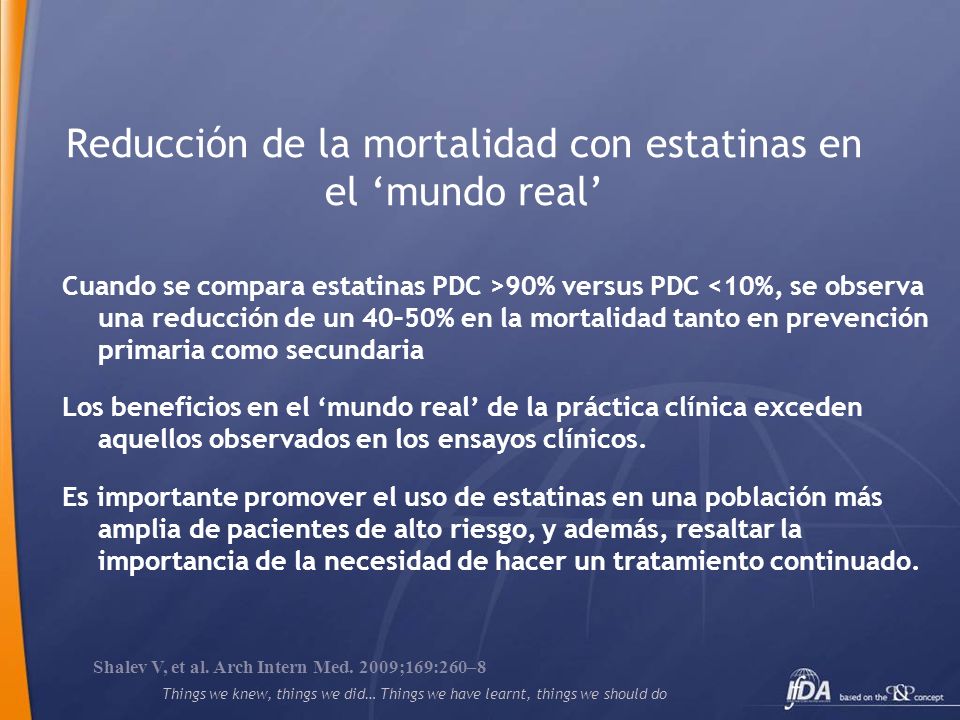 Reducción de la mortalidad con estatinas en el ‘mundo real’