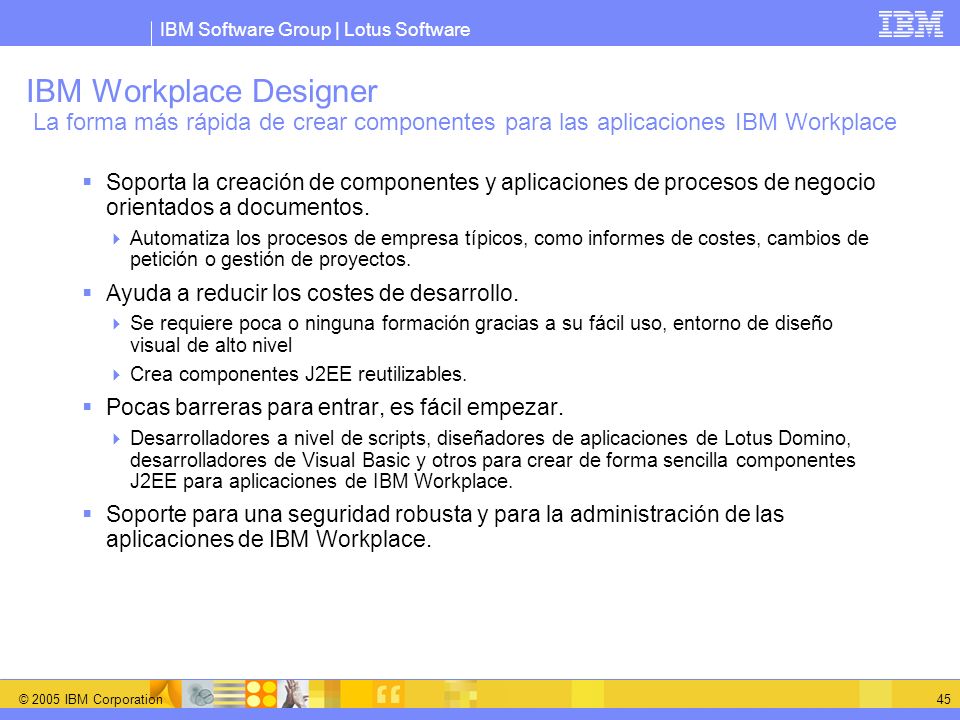 IBM Workplace Designer La forma más rápida de crear componentes para las aplicaciones IBM Workplace