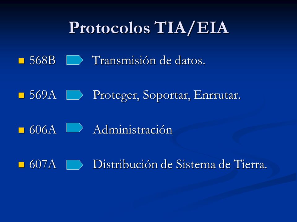 Protocolos TIA/EIA 568B Transmisión de datos.