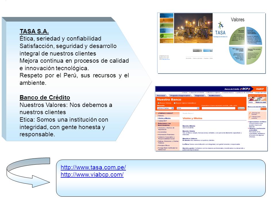 TASA S.A. Ética, seriedad y confiabilidad. Satisfacción, seguridad y desarrollo. integral de nuestros clientes.