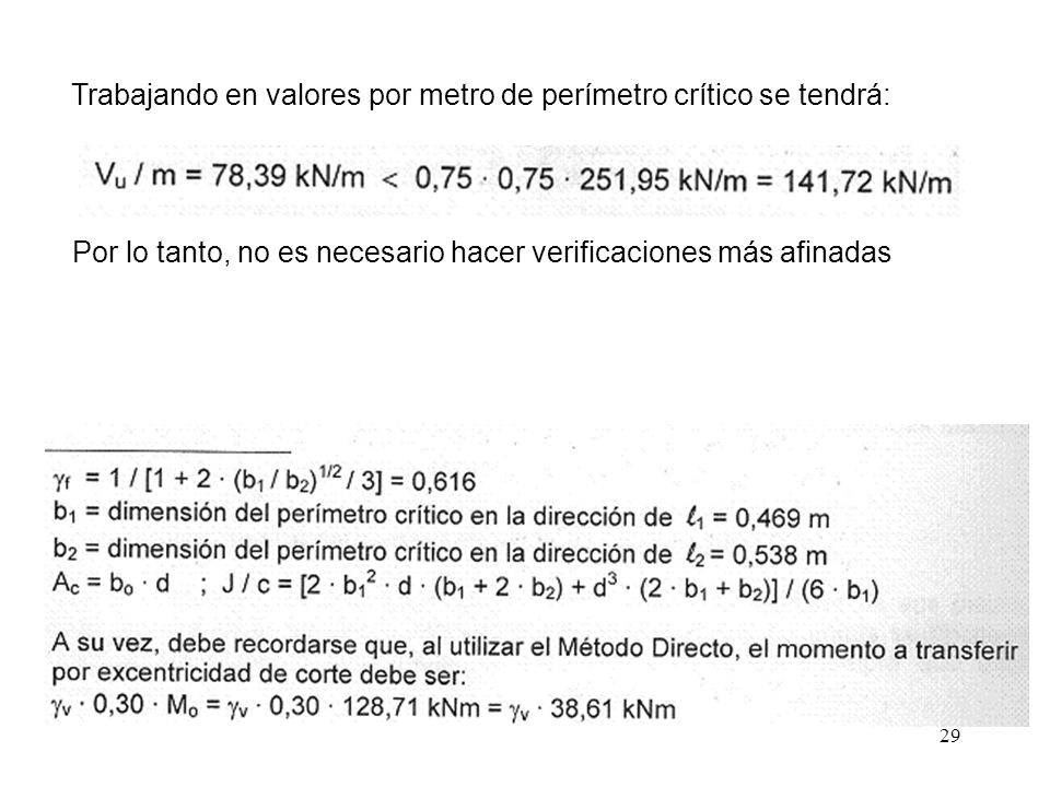 Trabajando en valores por metro de perímetro crítico se tendrá: