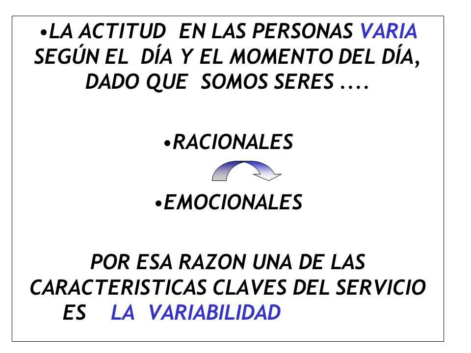 LA ACTITUD EN LAS PERSONAS VARIA SEGÚN EL DÍA Y EL MOMENTO DEL DÍA, DADO QUE SOMOS SERES ....