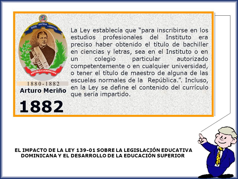 La Ley establecía que para inscribirse en los estudios profesionales del Instituto era preciso haber obtenido el título de bachiller en ciencias y letras, sea en el Instituto o en un colegio particular autorizado competentemente o en cualquier universidad, o tener el título de maestro de alguna de las escuelas normales de la República. . Incluso, en la Ley se define el contenido del currículo que sería impartido.