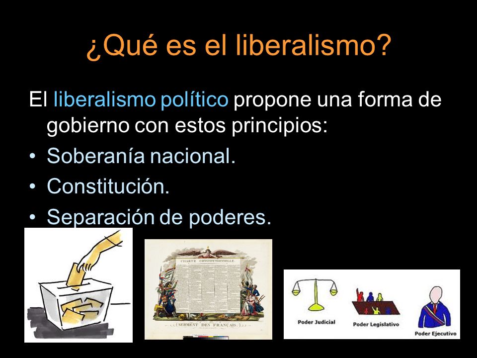 ¿Qué es el liberalismo El liberalismo político propone una forma de gobierno con estos principios: