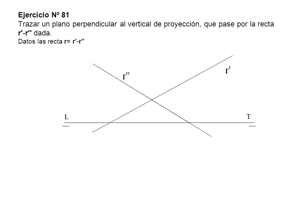 Ejercicio Nº 81 Trazar un plano perpendicular al vertical de proyección, que pase por la recta r -r dada.