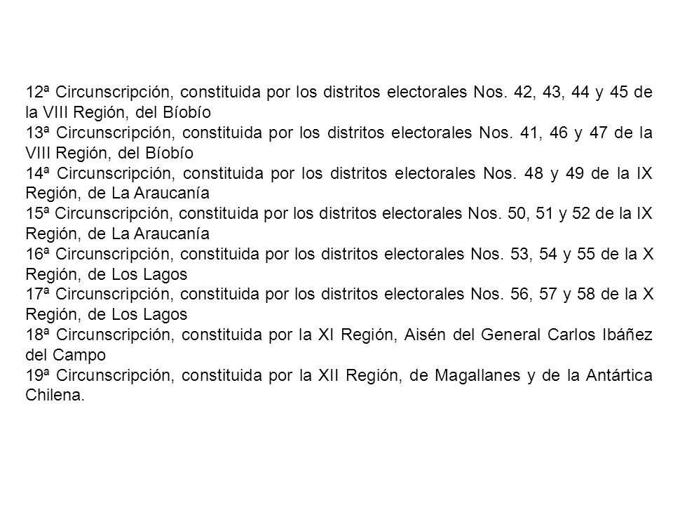 12ª Circunscripción, constituida por los distritos electorales Nos