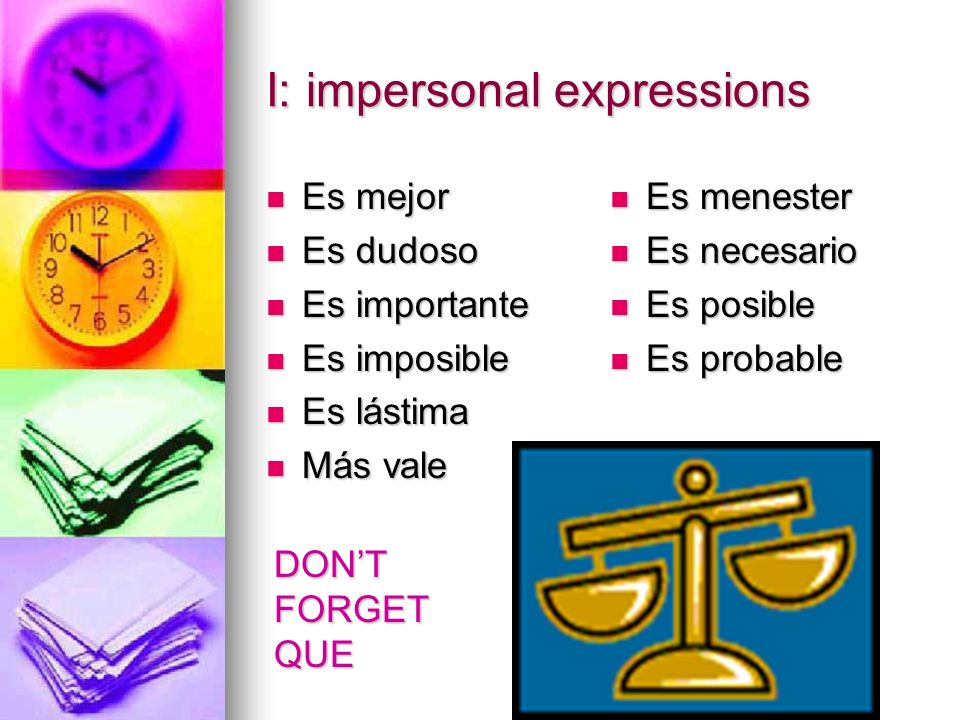 I: impersonal expressions