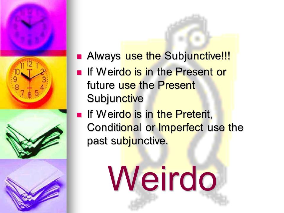 Weirdo Always use the Subjunctive!!!
