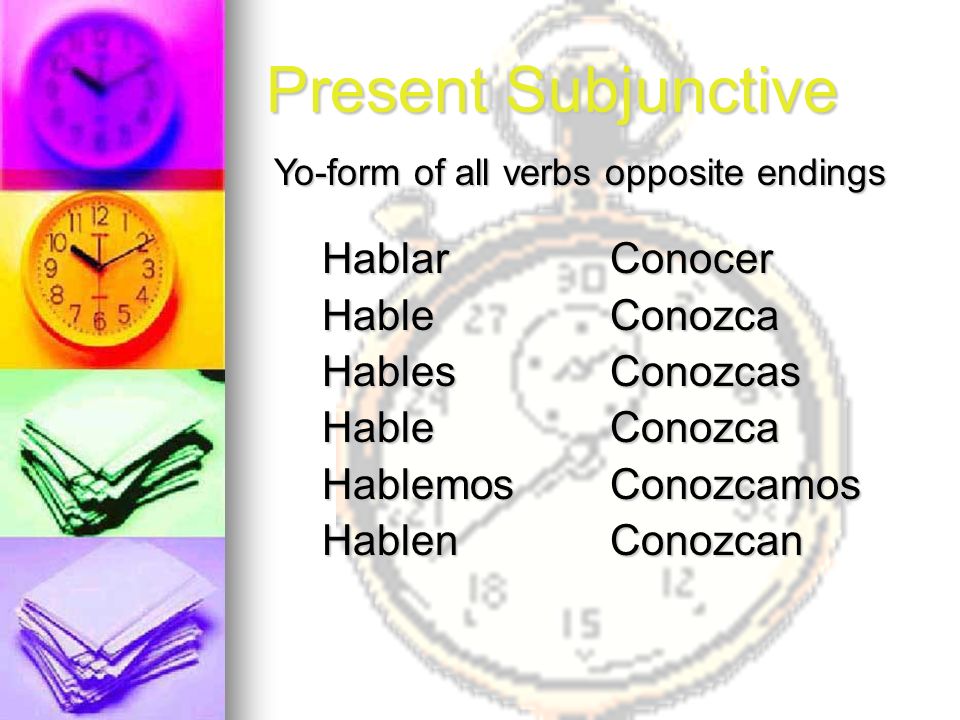 Present Subjunctive Hablar Hable Hables Hablemos Hablen Conocer