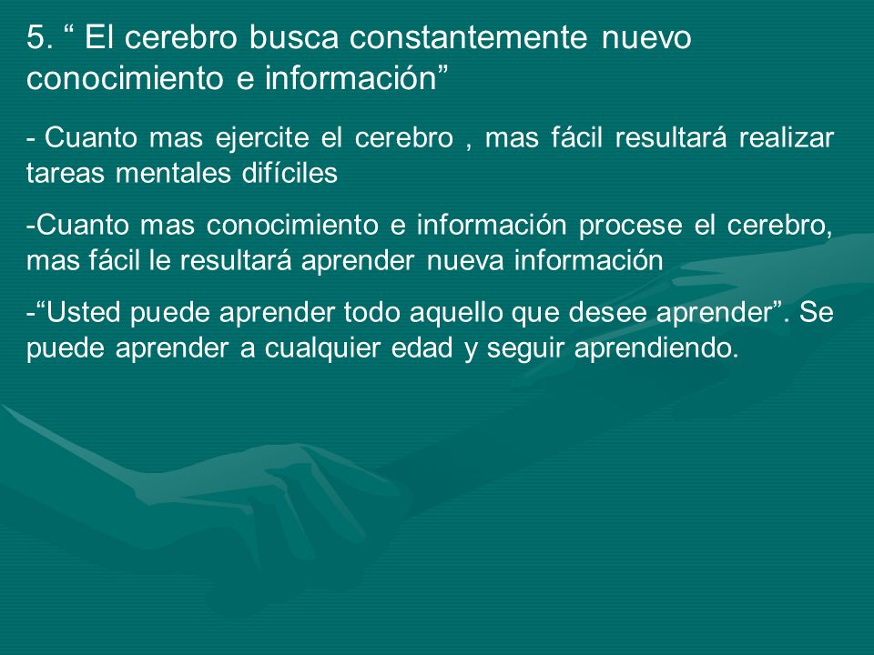 5. El cerebro busca constantemente nuevo conocimiento e información