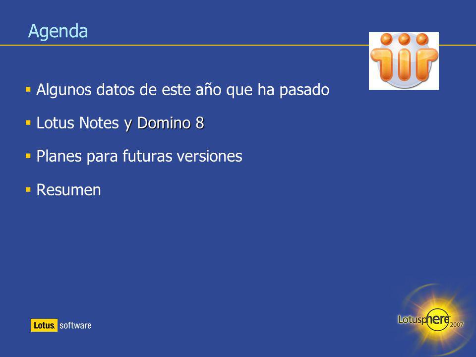 Agenda Algunos datos de este año que ha pasado Lotus Notes y Domino 8