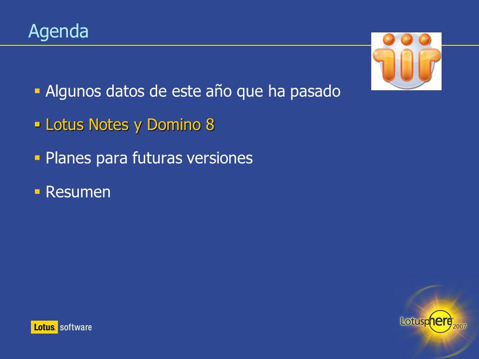 Agenda Algunos datos de este año que ha pasado Lotus Notes y Domino 8