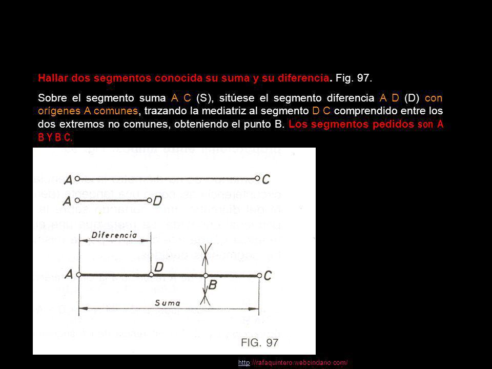Hallar dos segmentos conocida su suma y su diferencia. Fig. 97.