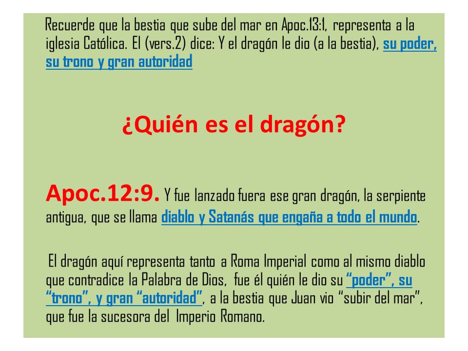 Recuerde que la bestia que sube del mar en Apoc