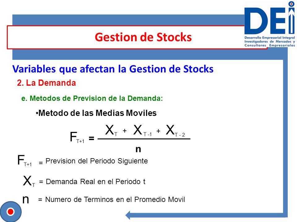 Gestion de Stocks X F F X n Variables que afectan la Gestion de Stocks