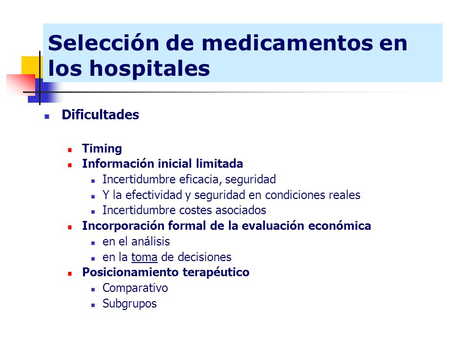 Selección de medicamentos en los hospitales