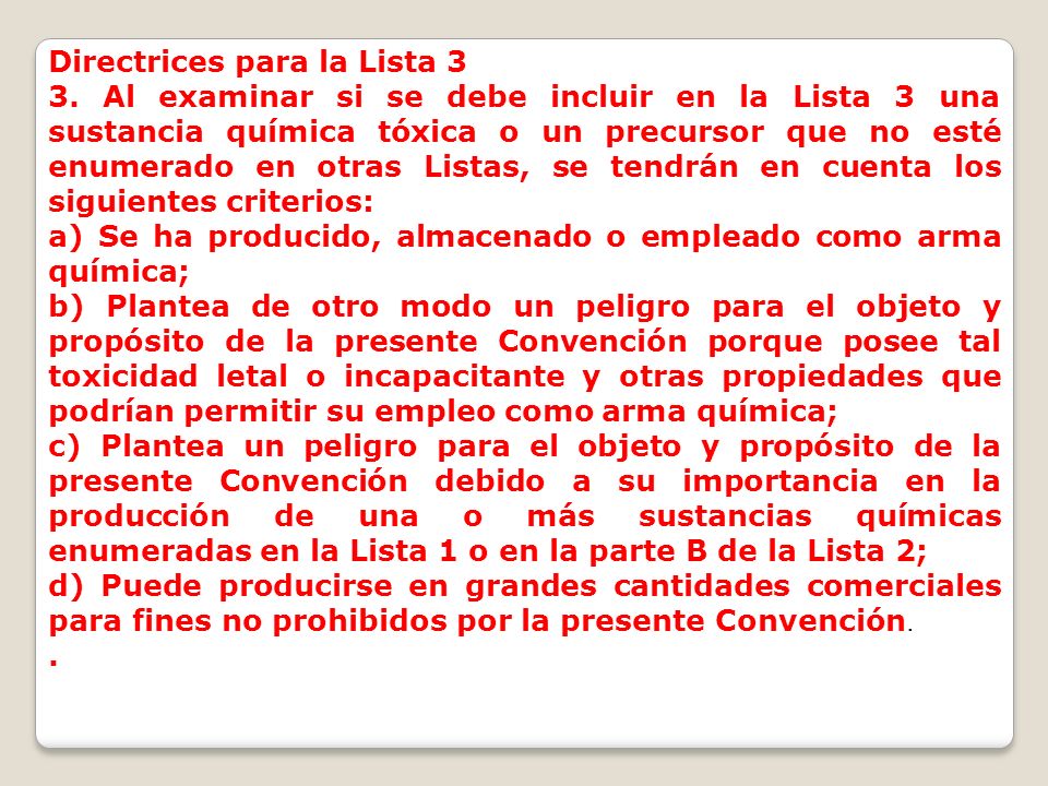 Directrices para la Lista 3