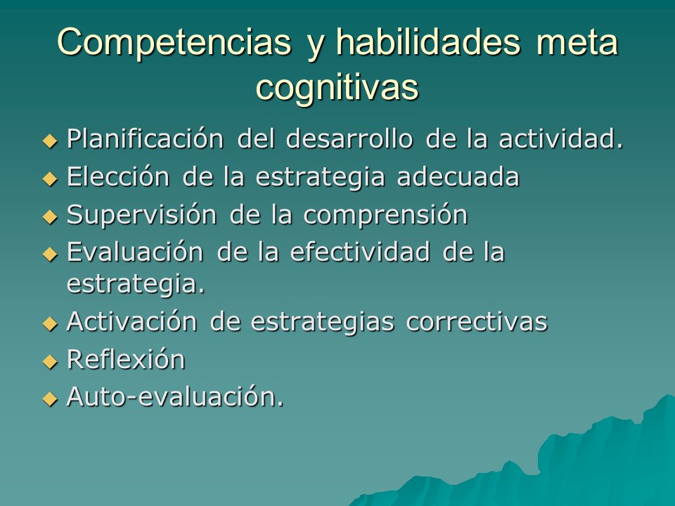Competencias y habilidades meta cognitivas