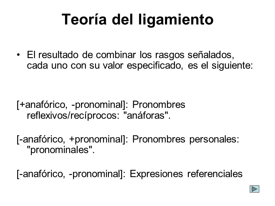 Teoría del ligamiento El resultado de combinar los rasgos señalados, cada uno con su valor especificado, es el siguiente: