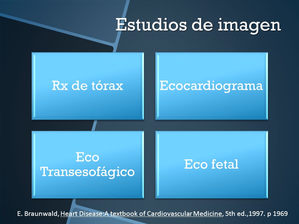 Estudios de imagen Rx de tórax. Ecocardiograma. Eco Transesofágico. Eco fetal.