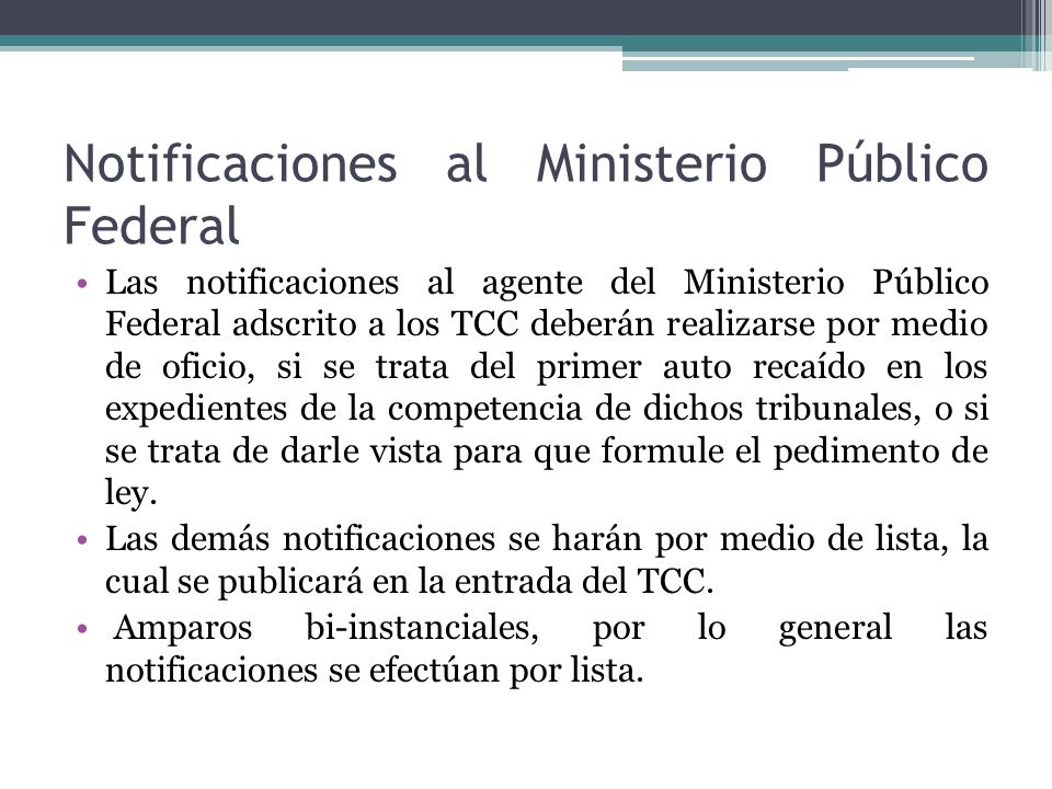 Notificaciones al Ministerio Público Federal