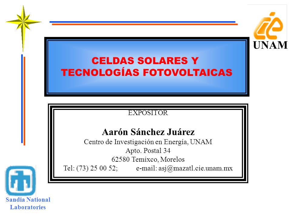 TECNOLOGÍAS FOTOVOLTAICAS Sandia National Laboratories