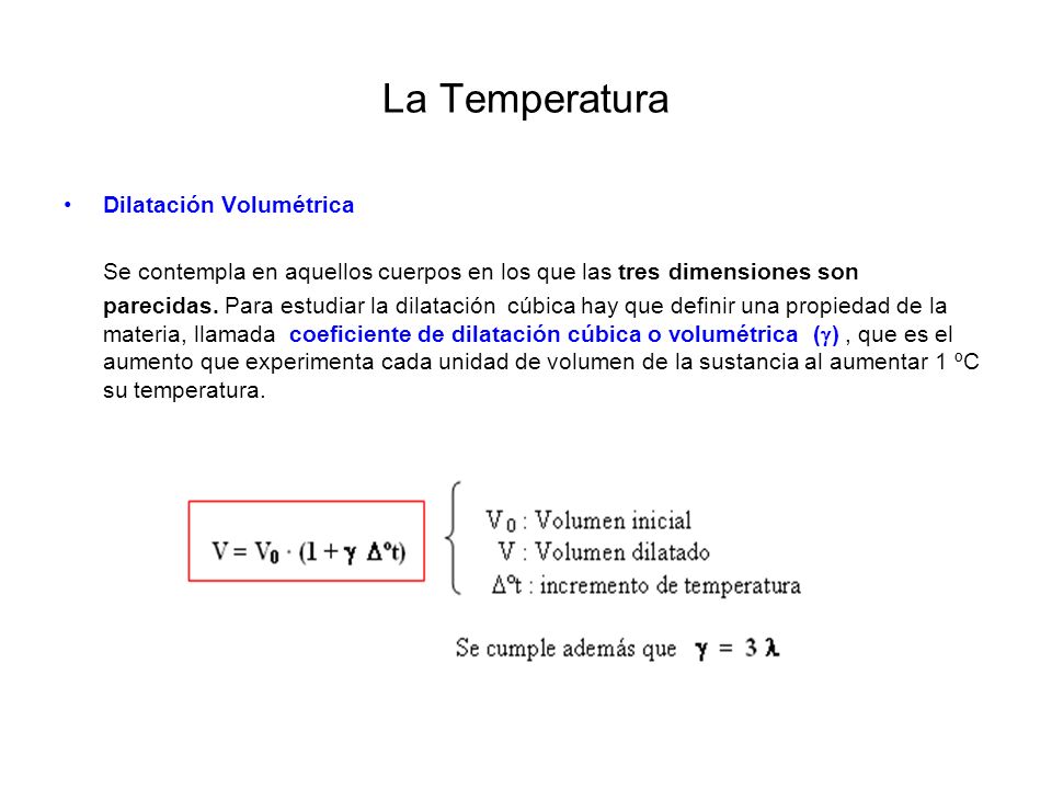 La Temperatura Dilatación Volumétrica