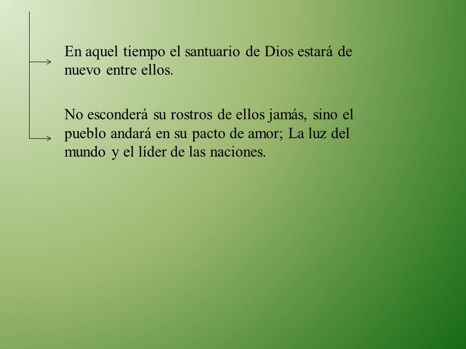 En aquel tiempo el santuario de Dios estará de nuevo entre ellos.