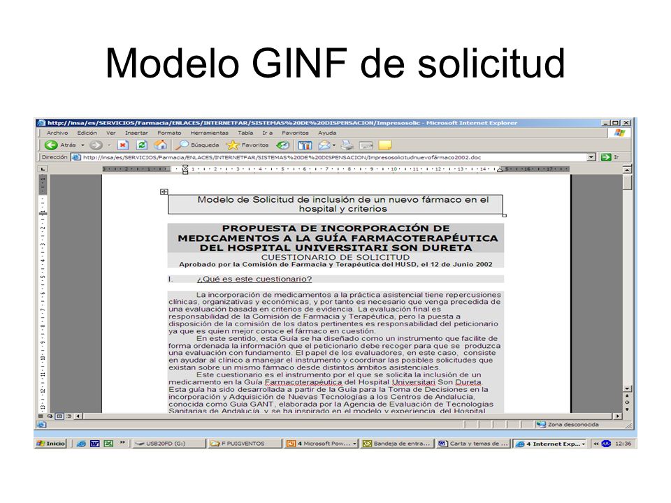 Modelo GINF de solicitud