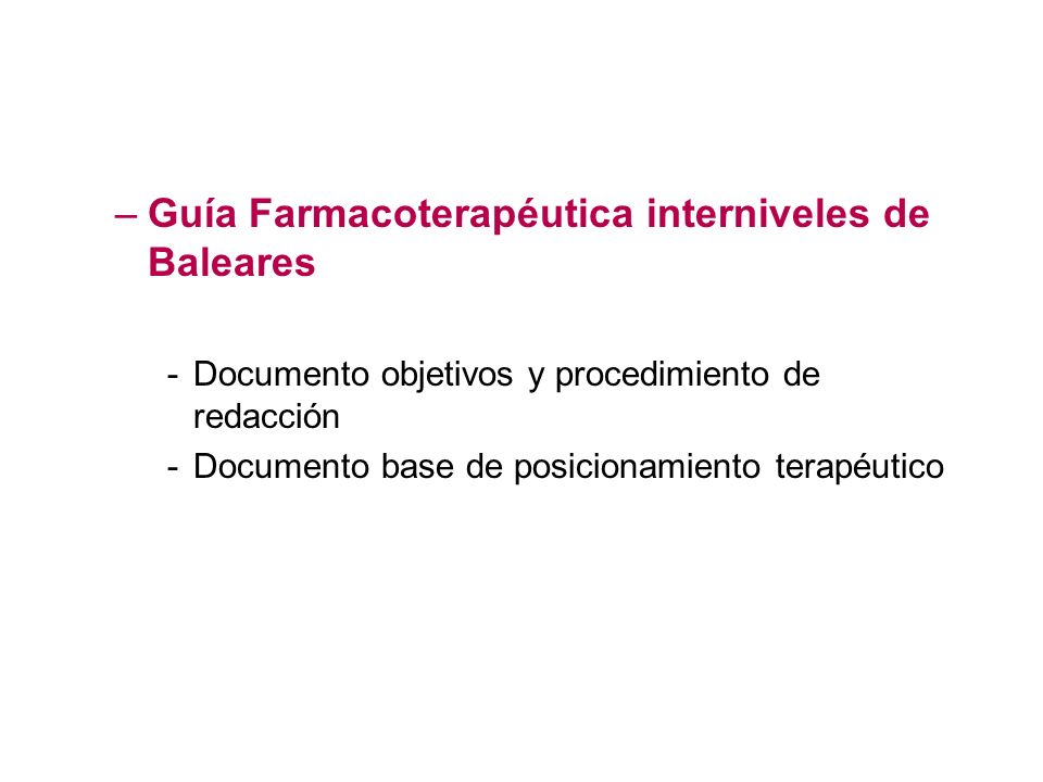 Guía Farmacoterapéutica interniveles de Baleares