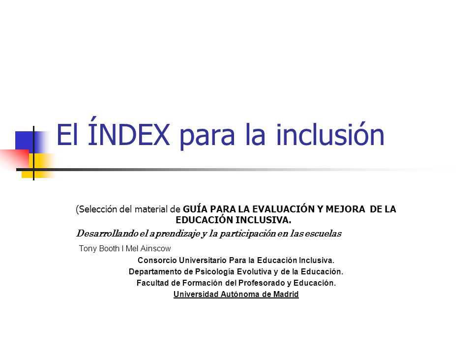 El ÍNDEX para la inclusión