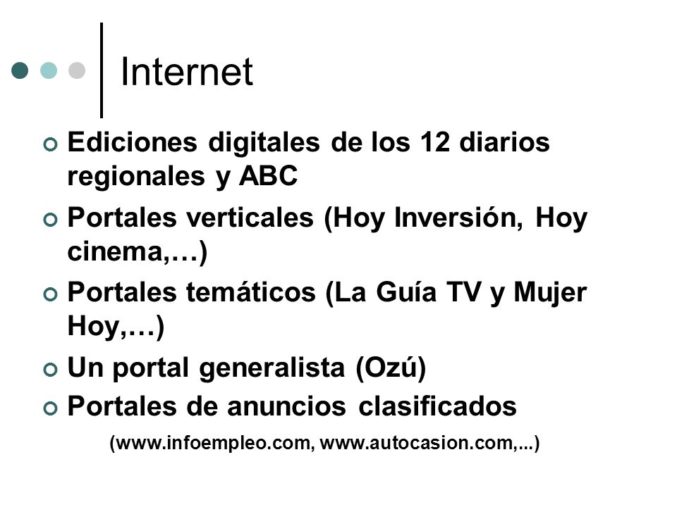 Internet Ediciones digitales de los 12 diarios regionales y ABC