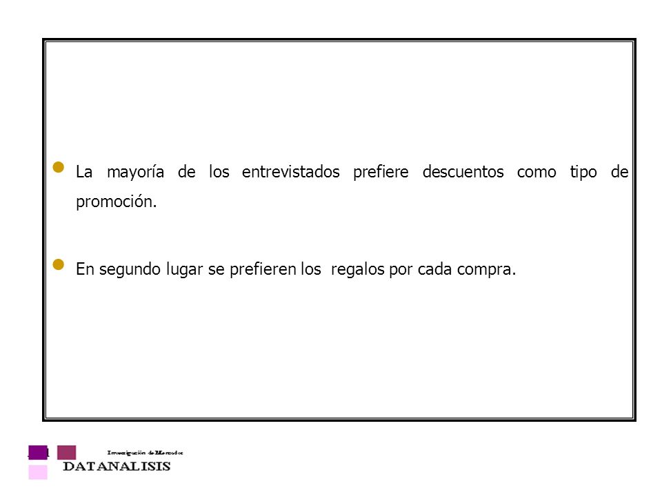 La mayoría de los entrevistados prefiere descuentos como tipo de promoción.
