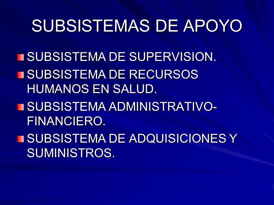 SUBSISTEMAS DE APOYO SUBSISTEMA DE SUPERVISION.