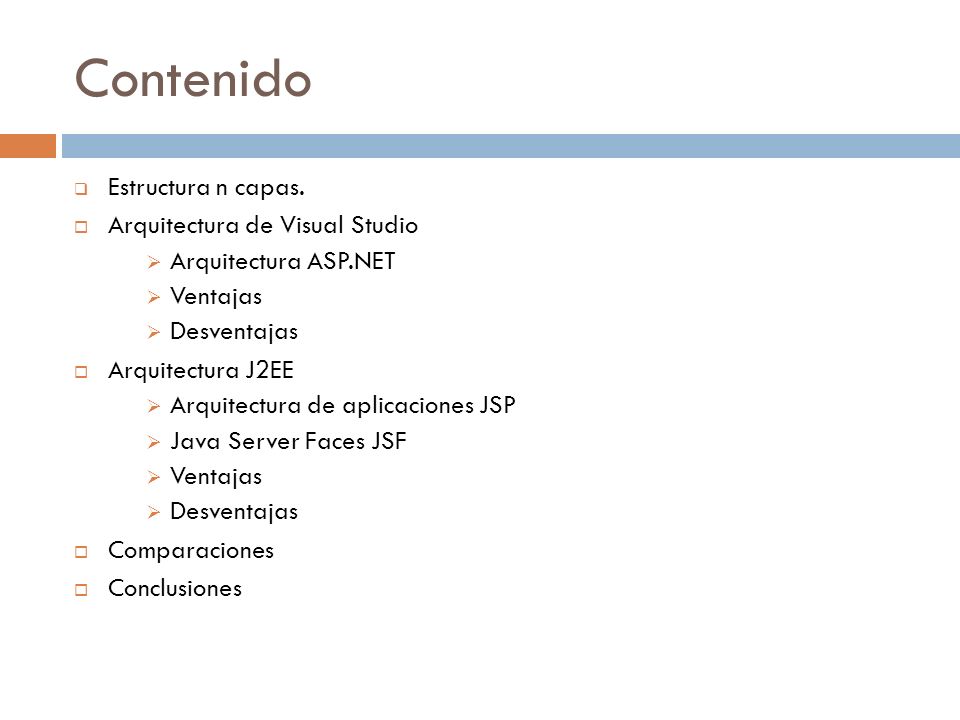 Contenido Estructura n capas. Arquitectura de Visual Studio