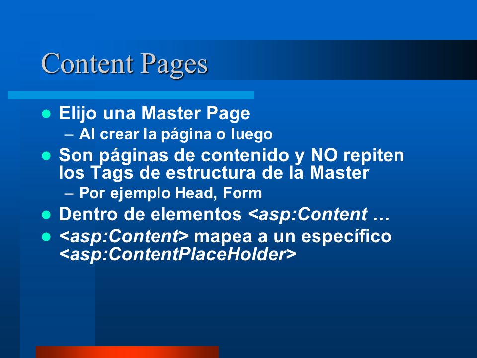 Content Pages Elijo una Master Page