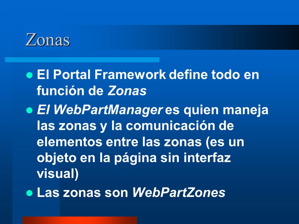 Zonas El Portal Framework define todo en función de Zonas