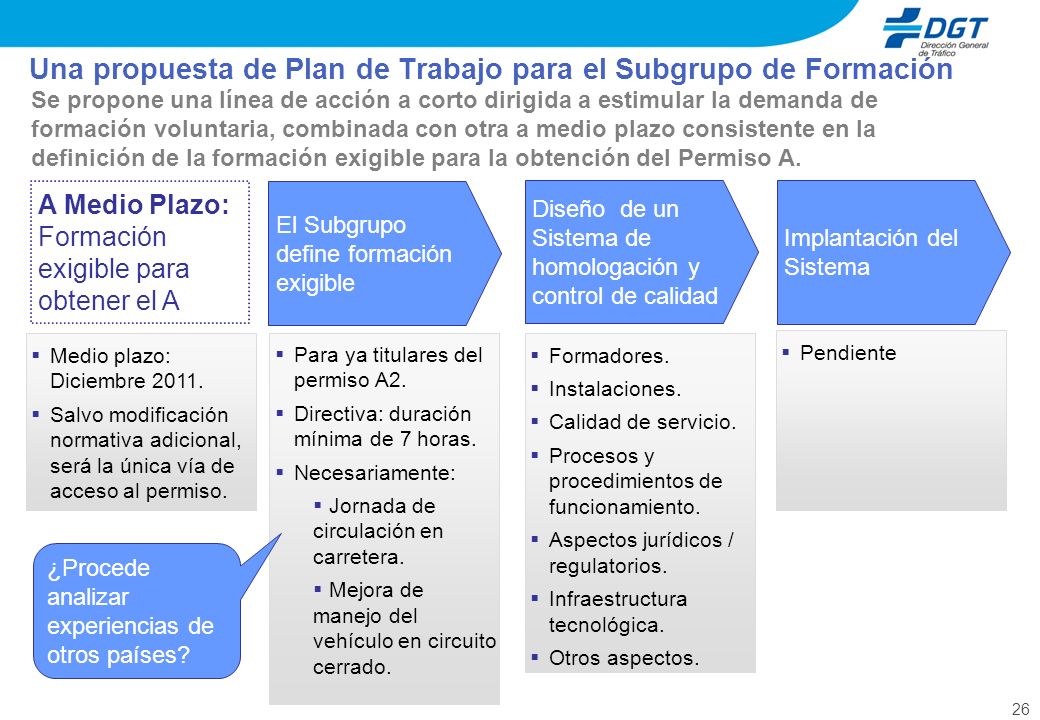 Una propuesta de Plan de Trabajo para el Subgrupo de Formación