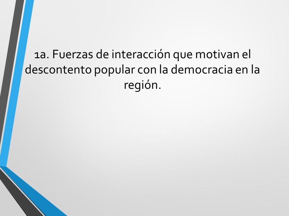 1a. Fuerzas de interacción que motivan el descontento popular con la democracia en la región.