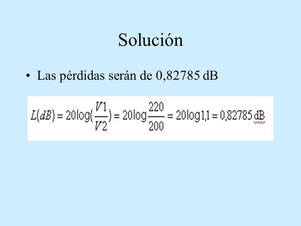 Solución Las pérdidas serán de 0,82785 dB