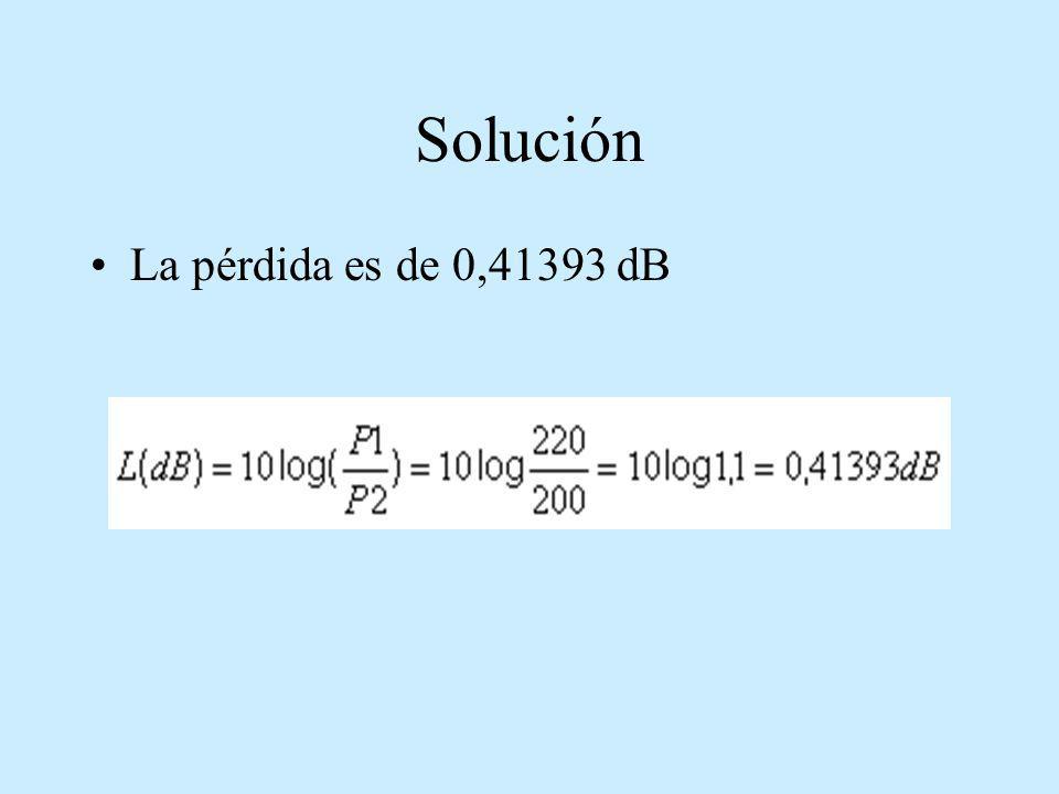 Solución La pérdida es de 0,41393 dB