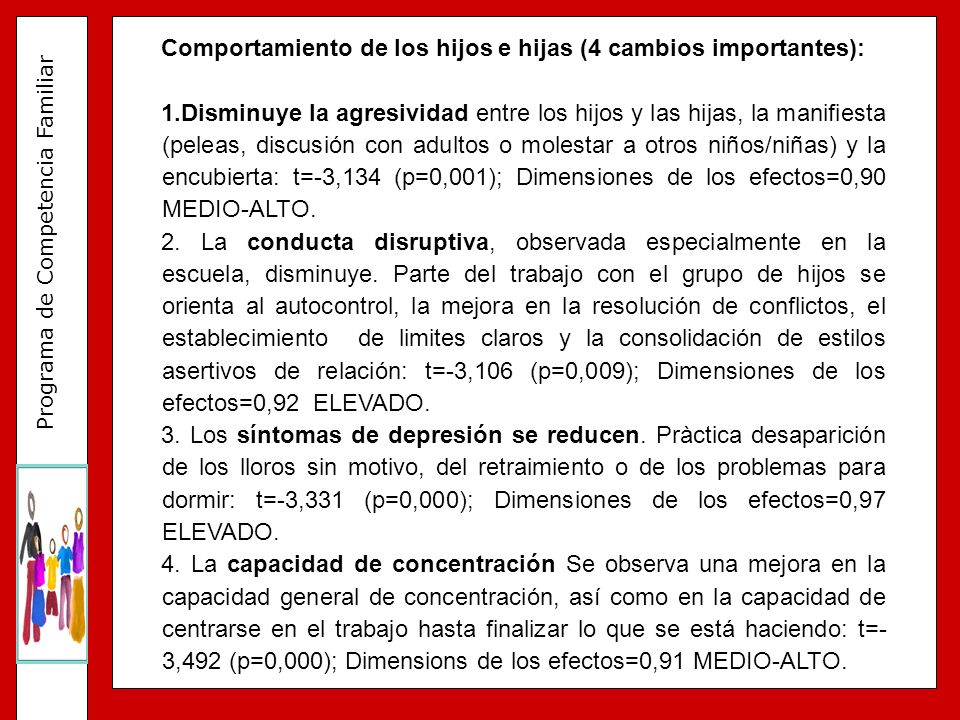 Comportamiento de los hijos e hijas (4 cambios importantes):