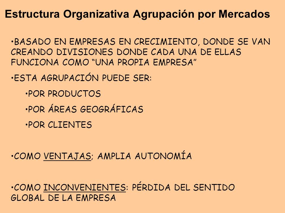 Estructura Organizativa Agrupación por Mercados