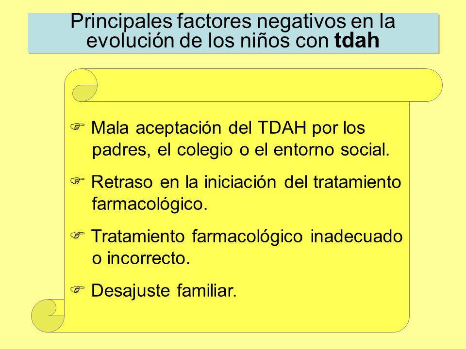 Principales factores negativos en la evolución de los niños con tdah